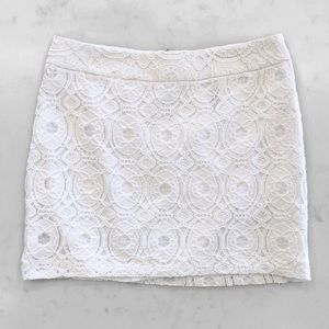 Kensie Lace Overlay Mini Skirt White Women’s Size 8